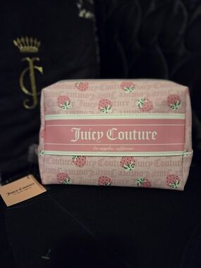Juicy Couture Pink Strawberry Print Cosmetic Pouch